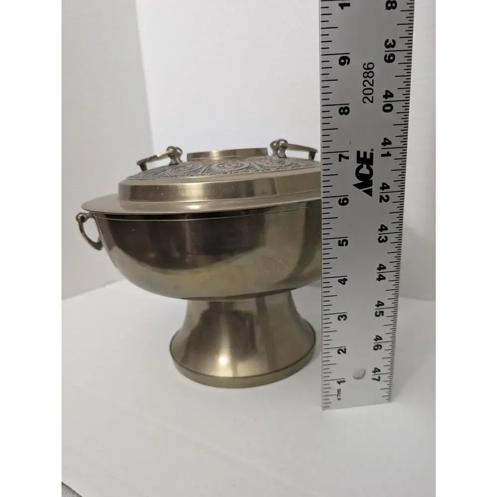 Vintage Korean Sinseollo Brass Hot Pot Steamer Royal Court Cookware Chafing Dish